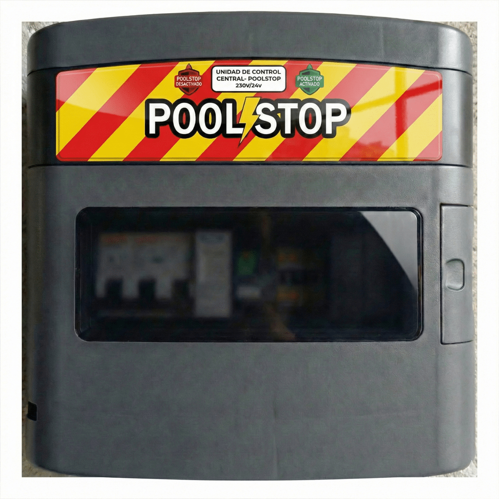 Unidad Central de Control y Seguridad PoolStop UCCS-24V para el cuadro eléctrico de la depuradora de la piscina.