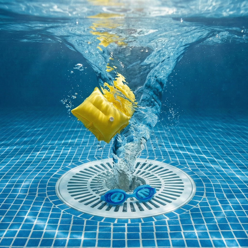 Fuerza de succión de 300kg en sumideros de depuradoras de piscina. Título: ```text