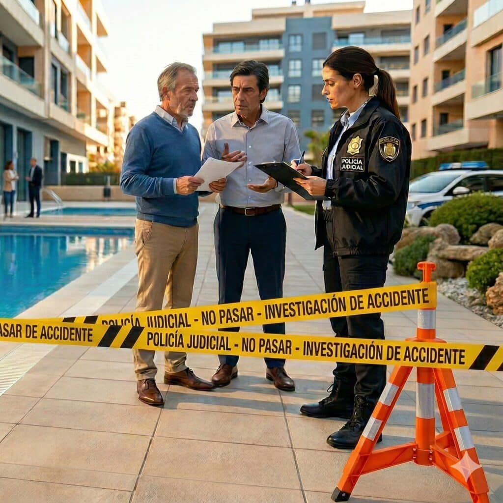 Responsabilidad penal y precinto judicial por accidentes de electrocución en piscinas comunitarias y hoteles.